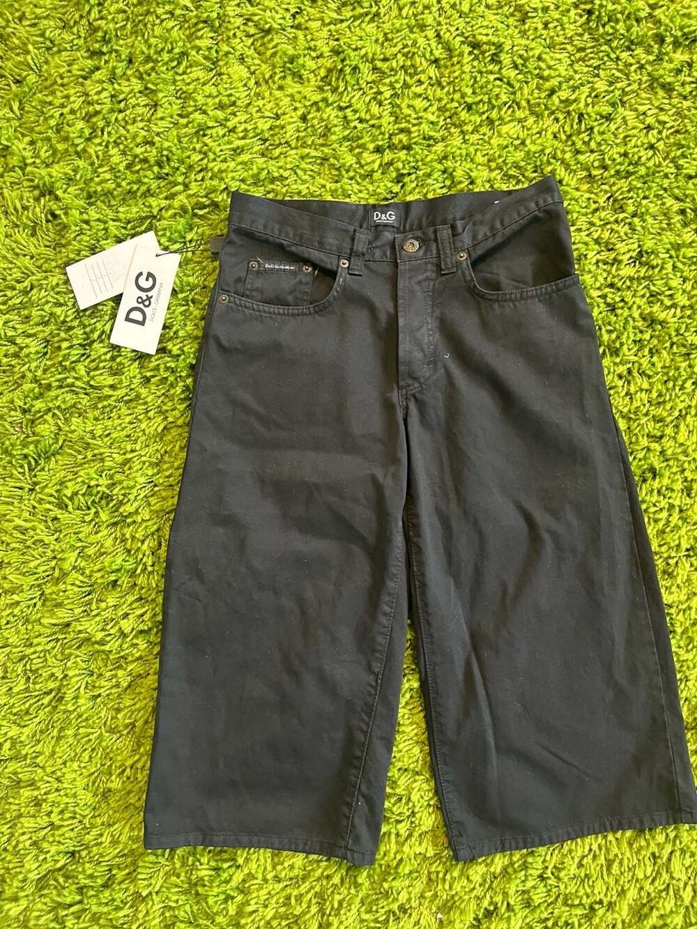 D&G Dolce & Gabbana Vintage Black Denim Bermuda Shorts/Jorts/ capri